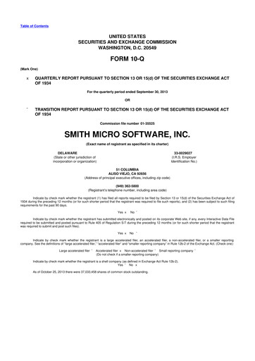 Thumbnail Smith Micro Software
 10-Q Quarterly Report FY2013 