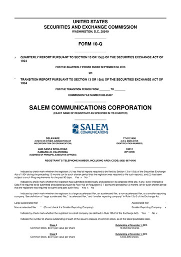Thumbnail Salem Media Group
 10-Q Quarterly Report FY2013 