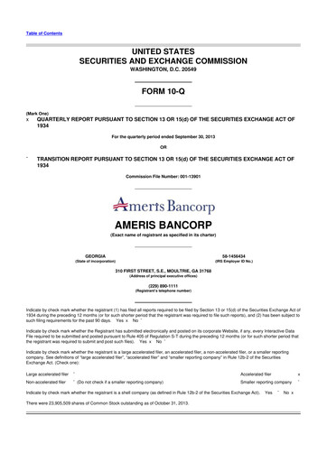Thumbnail Ameris Bancorp
 10-Q Quarterly Report FY2013 