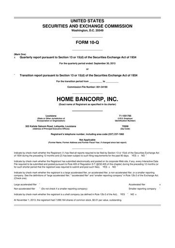 Thumbnail Home Bancorp
 10-Q Quarterly Report FY2013 