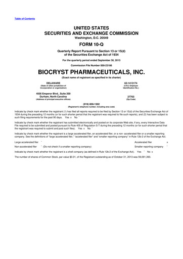 Thumbnail BioCryst Pharmaceuticals
 10-Q Quarterly Report FY2013 