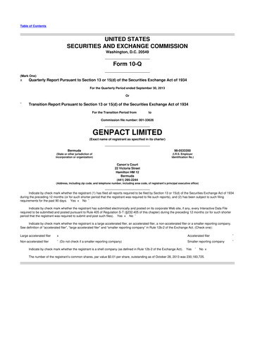 Vorschaubild Genpact 10-Q Quartalsbericht 2013 