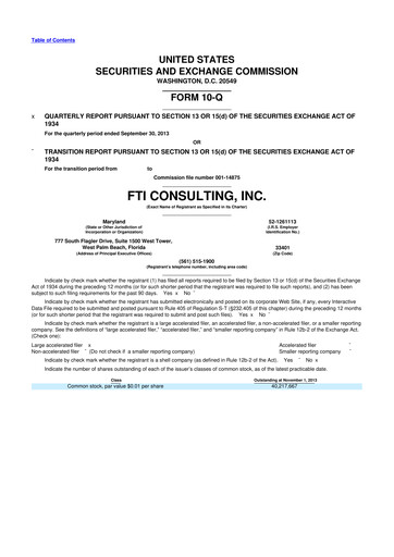 Thumbnail FTI Consulting 10-Q Quarterly Report FY2013 