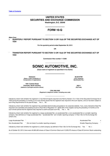 Thumbnail Sonic Automotive
 10-Q Quarterly Report FY2013 