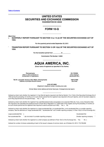 Thumbnail Essential Utilities
 10-Q Quarterly Report FY2013 