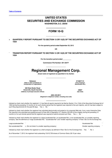 Thumbnail Regional Management Corp.
 10-Q Quarterly Report FY2013 