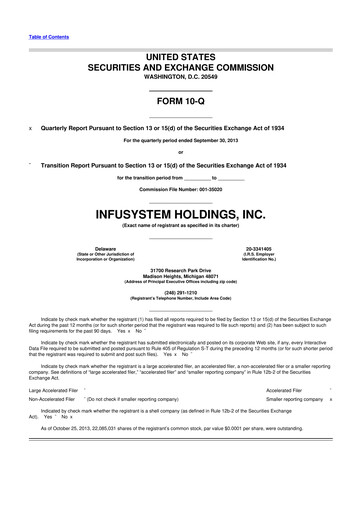 Thumbnail InfuSystem 10-Q Quarterly Report FY2013 