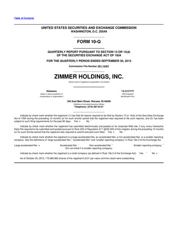 Thumbnail Zimmer Biomet 10-Q Quarterly Report FY 