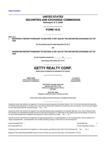 Thumbnail Getty Realty 10-Q Quarterly Report FY2013 
