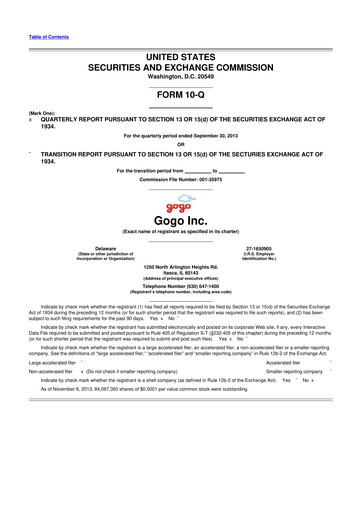 Vorschaubild Gogo Inflight Internet
 10-Q Quartalsbericht 2013 