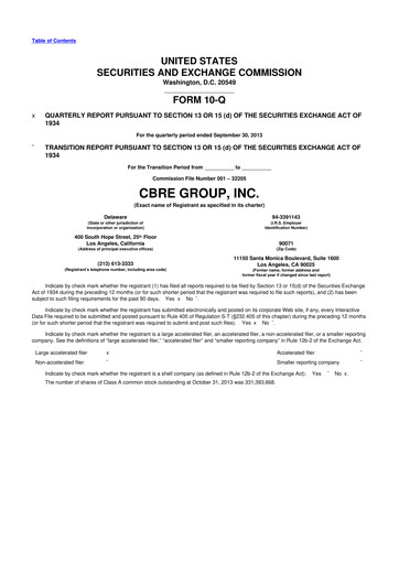 Miniature CBRE Group
 10-Q Rapport trimestriel 2013 