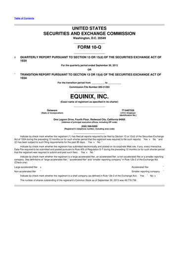 Thumbnail Equinix 10-Q Quarterly Report FY2013 