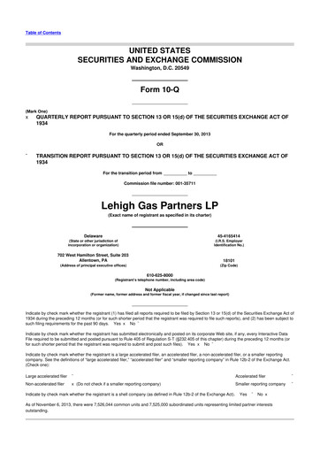 Thumbnail CrossAmerica Partners 10-Q Quarterly Report FY2013 