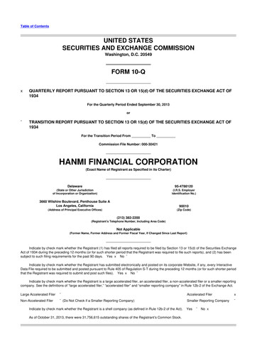 Thumbnail Hanmi Financial 10-Q Quarterly Report FY2013 
