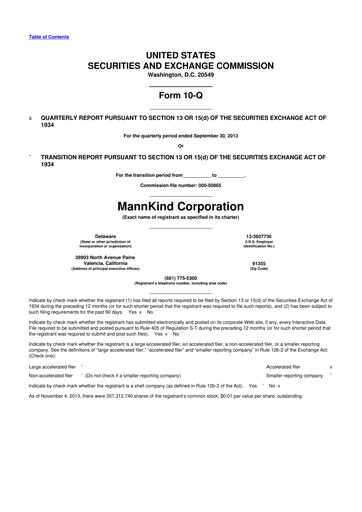 Thumbnail MannKind Corp 10-Q Quarterly Report FY2013 