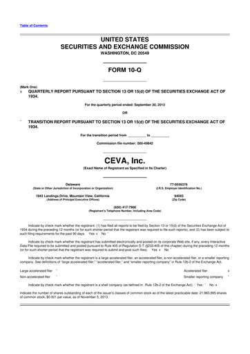 Thumbnail CEVA
 10-Q Quarterly Report FY2013 