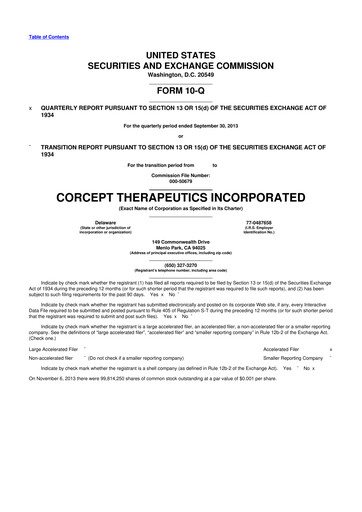 Thumbnail Corcept Therapeutics
 10-Q Quarterly Report FY2013 