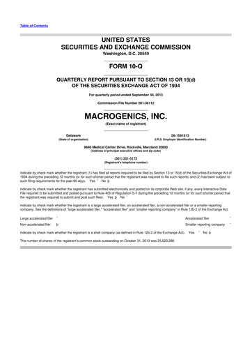 Thumbnail MacroGenics 10-Q Quarterly Report FY2013 