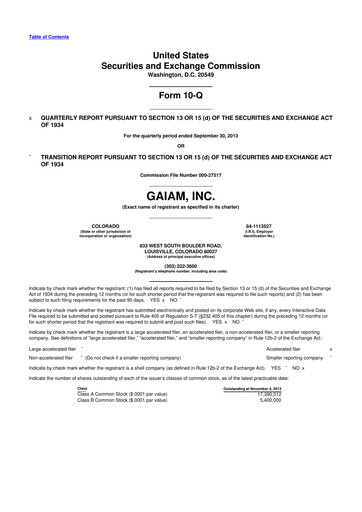 Thumbnail Gaia 10-Q Quarterly Report FY2013 