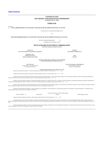 Thumbnail PennantPark Investment 10-K Annual Report 