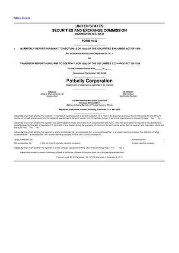 Thumbnail Potbelly Corporation 10-Q Quarterly Report FY 