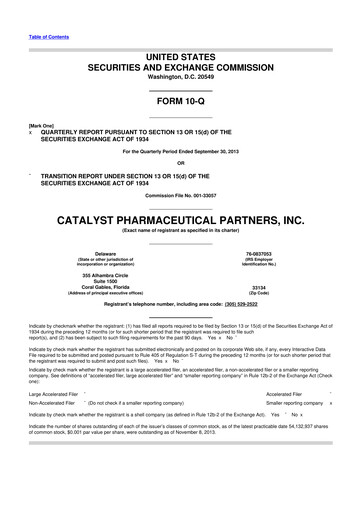 Thumbnail Catalyst Pharmaceuticals 10-Q Quarterly Report FY2013 
