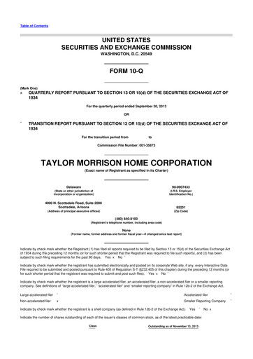 Thumbnail Taylor Morrison
 10-Q Quarterly Report FY2013 