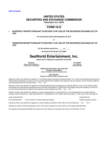 Thumbnail United Parks & Resorts 10-Q Quarterly Report FY2013 