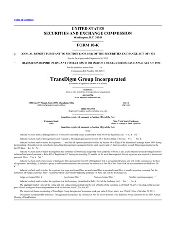 Thumbnail TransDigm Group 10-K Annual Report 2013