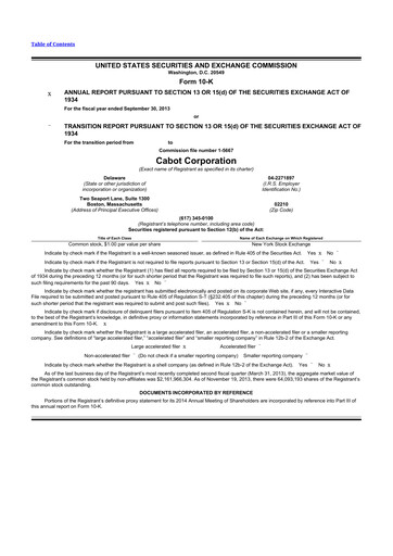 Thumbnail Cabot Corporation
 10-K Annual Report 2013