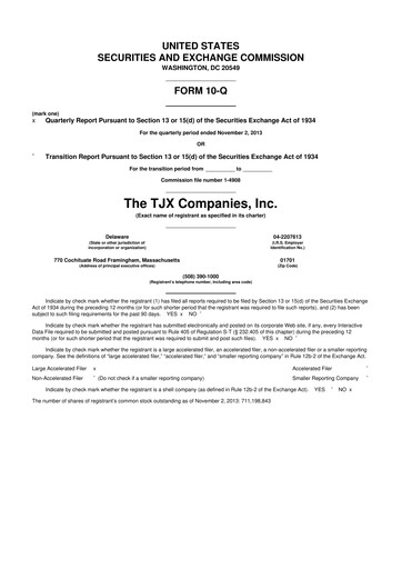 Thumbnail TJX Companies 10-Q Quarterly Report FY2014 