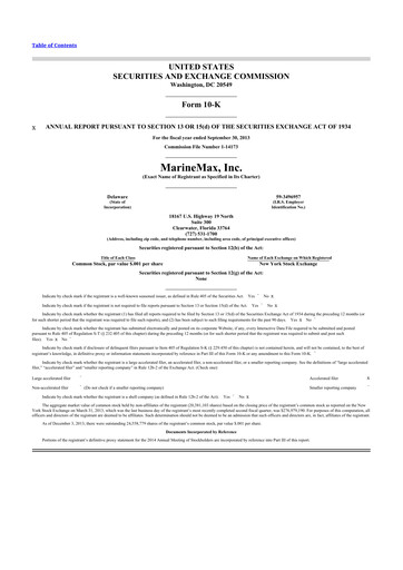 Thumbnail MarineMax 10-K Annual Report 2013