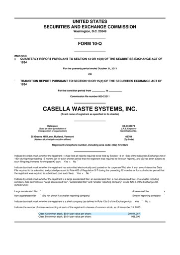 Thumbnail Casella Waste Systems
 10-Q Quarterly Report FY2014 