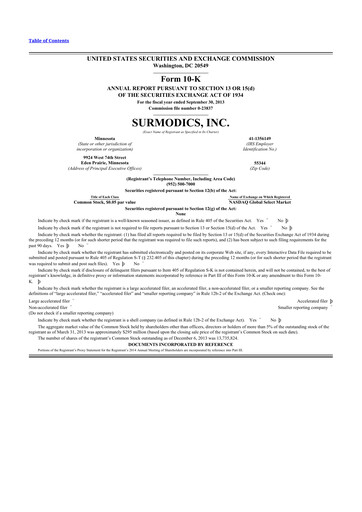 Thumbnail SurModics 10-K Annual Report 2013