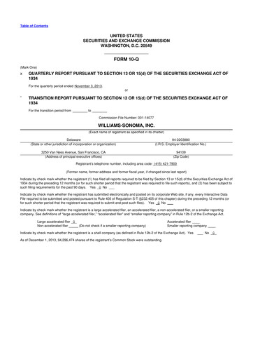 Thumbnail Williams-Sonoma 10-Q Quarterly Report FY2013 