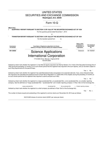 Thumbnail SAIC (Science Applications International Corp) 10-Q Quarterly Report FY2014 