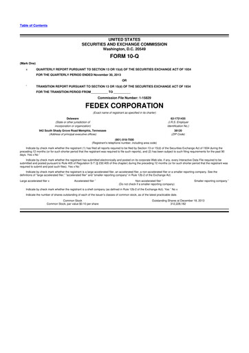 Thumbnail FedEx 10-Q Quarterly Report FY2014 