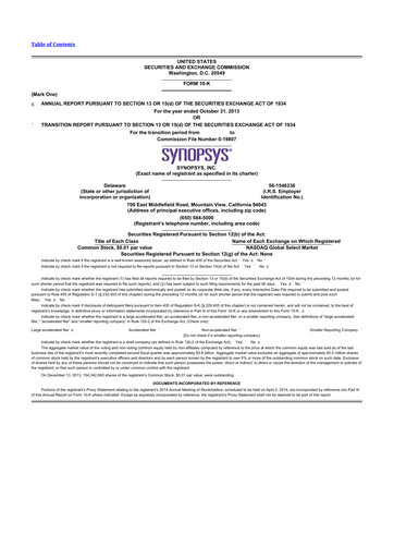 Thumbnail Synopsys 10-K Annual Report 2013