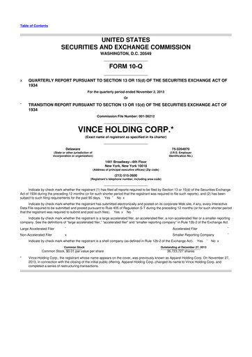 Thumbnail Vince Holding 10-Q Quarterly Report FY2013 