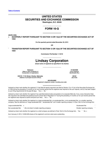 Thumbnail Lindsay Corporation
 10-Q Quarterly Report FY2014 