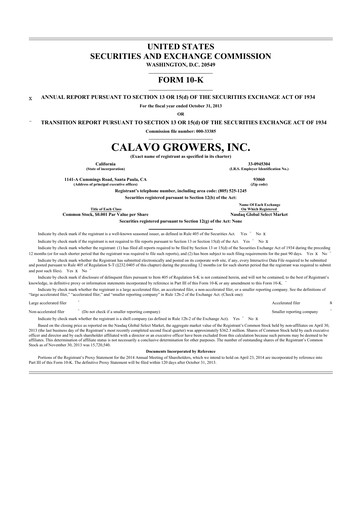 Thumbnail Calavo Growers
 10-K Annual Report 2013