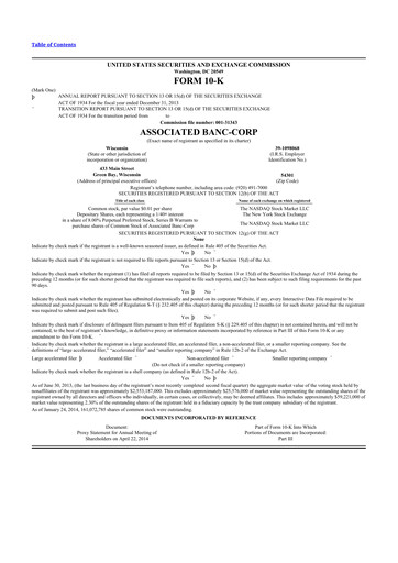 Miniature Associated Banc-Corp
 10-K Rapport annuel 2013