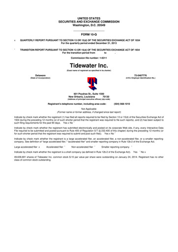 Thumbnail Tidewater 10-Q Quarterly Report FY2014 