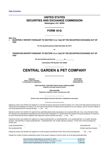 Miniature Central Garden & Pet 10-Q Rapport trimestriel 2014 