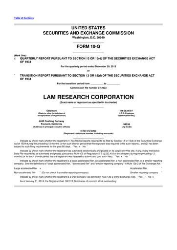Vorschaubild Lam Research 10-Q Quartalsbericht 2014 