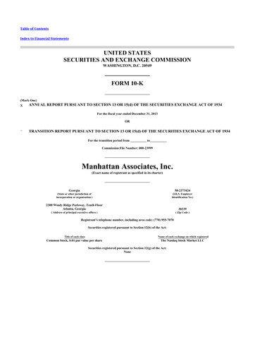 Thumbnail Manhattan Associates
 10-K Annual Report 2013