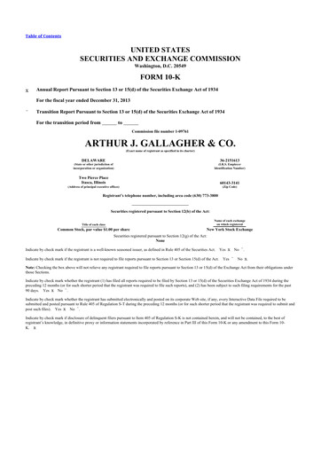 Thumbnail Arthur J. Gallagher & Co.
 10-K Annual Report 2013