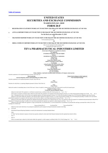 Vorschaubild Teva Pharmaceutical Industries 20-F Jahresbericht 2013