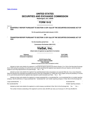Miniature ViaSat 10-Q Rapport trimestriel 2014 