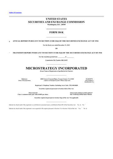 Thumbnail Strategy 
 (MicroStrategy) 10-K Annual Report 2013